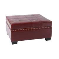 OSP Home Furnishings Detour Storage Ottoman with Tray Cherry Eco Leather DTR3630-CBD